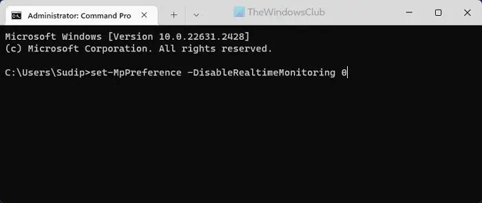 Can’t Turn On or Off Real-Time Protection on Windows 11