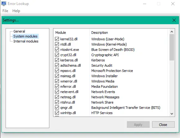 Windows Error Lookup Tool