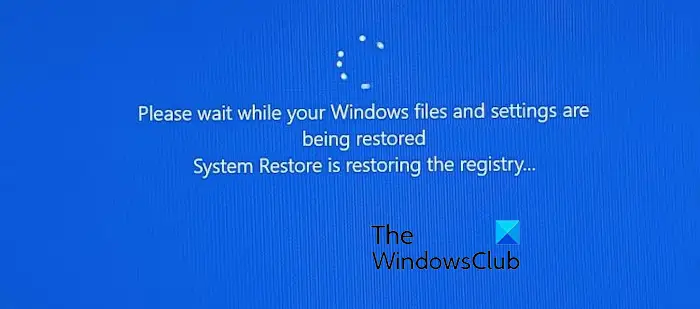 Stuck on System Restore is restoring the registry